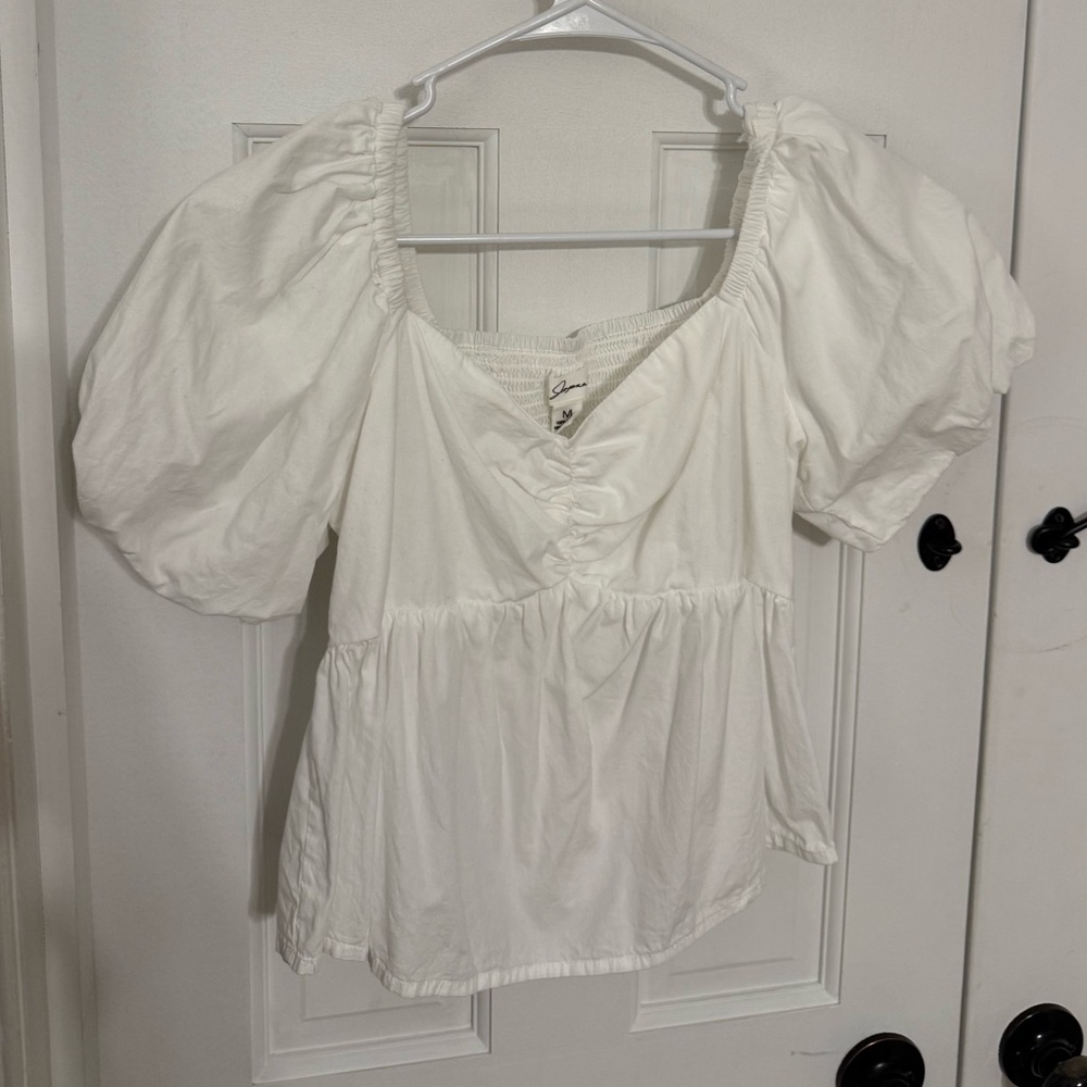 Japna White Puff Sleeve Blouse